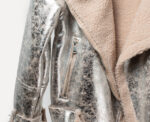 Biker Jacket in Silver With Wool Interior - Image 