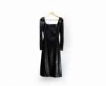 Leather Dress with Square Neck in Black - Image 