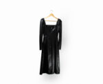 Leather Dress with Square Neck in Black - Image 