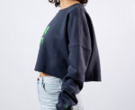 Sad Smiley Crop Sweatshirt in Navy - Image 