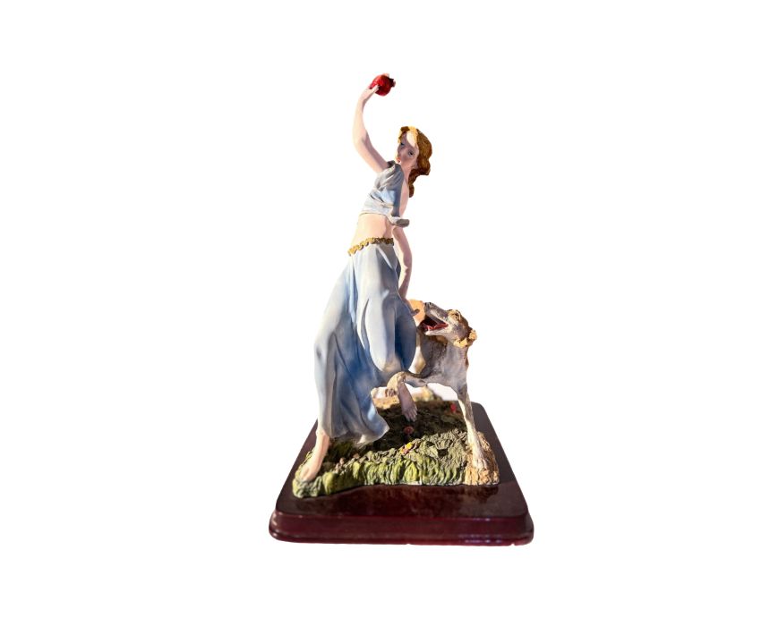 12 Playful Girl and Dog Poly Resin Sculpture - Image 1
