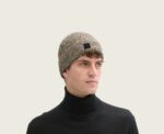 Textured Knit Beanie in Taupe - Image 