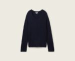 Knitted V-Neck Sweater in Navy - Image 