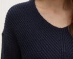 Knitted V-Neck Sweater in Navy - Image 