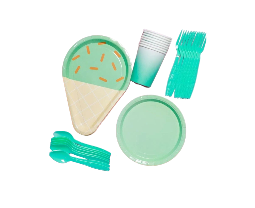 15 Ice Cream Paper Set in Green - Image 1
