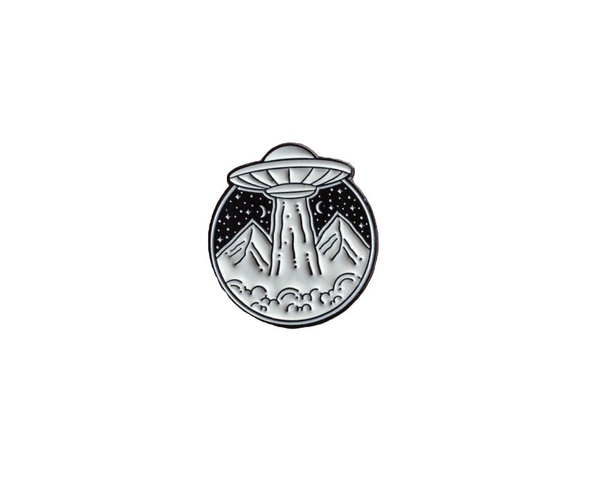 2 Space Ship Black and White Pin - Image 1
