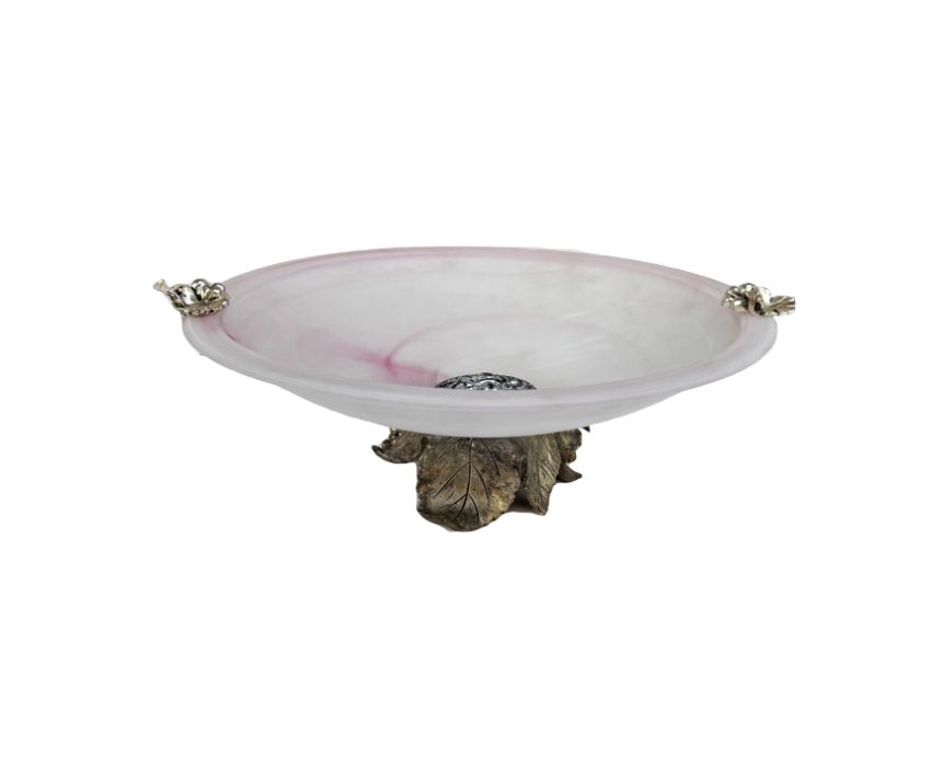 35 Italian Murano Glass Bowl in Pink White - Image 1
