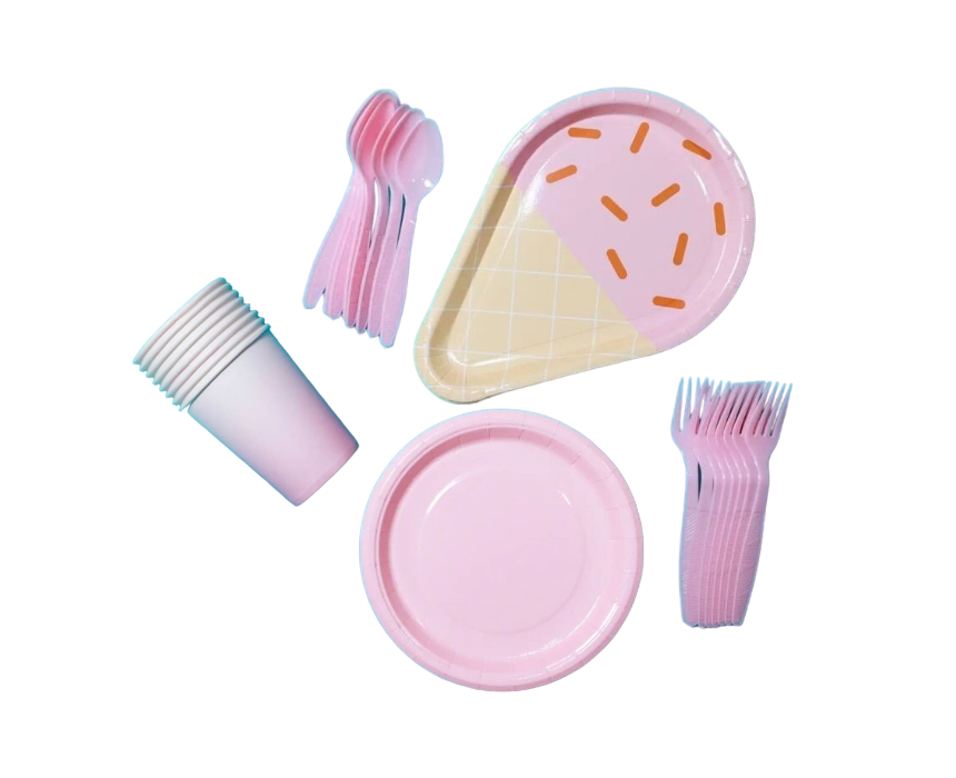 5 Ice Cream Paper Set in Pink - Image 1