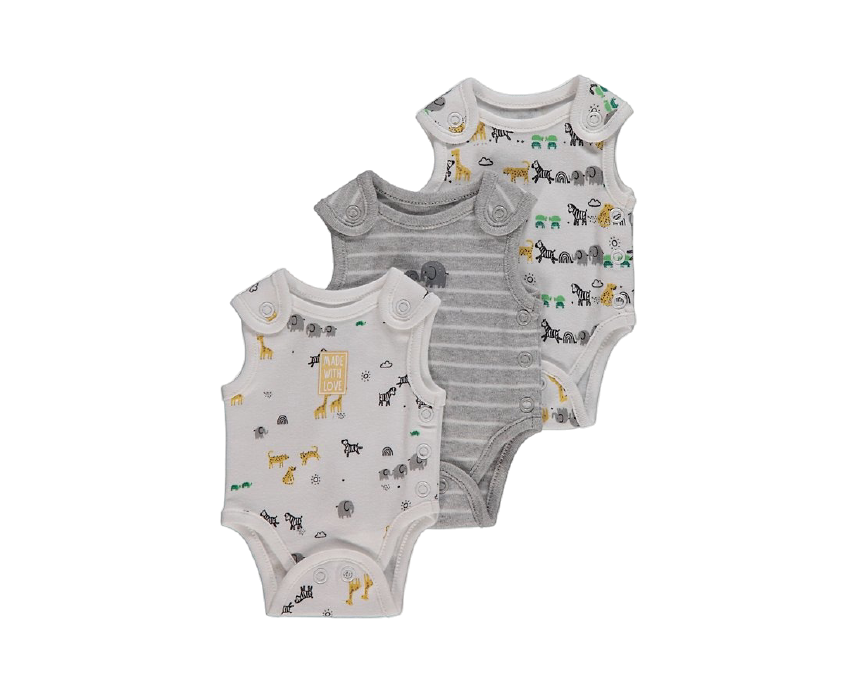 Sweet Little Darlings-20 Safari Animal Baby Bodysuits (Set of 3) - Image 1