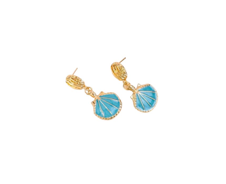 33 Shell Azul Blue and Gold Earrings - Image 1