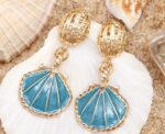 Shell Azul Blue and Gold Earrings - Image 