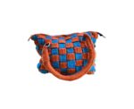 Checkered Tote Bag in Vibrant Blue and Orange - Image 
