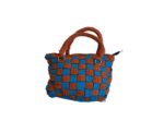 Checkered Tote Bag in Vibrant Blue and Orange - Image 
