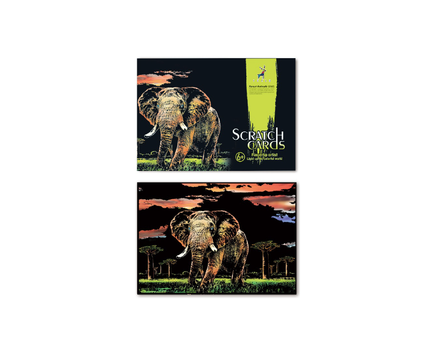 scratch cards-05 Elephant Scratch Painting Paper - Image 1