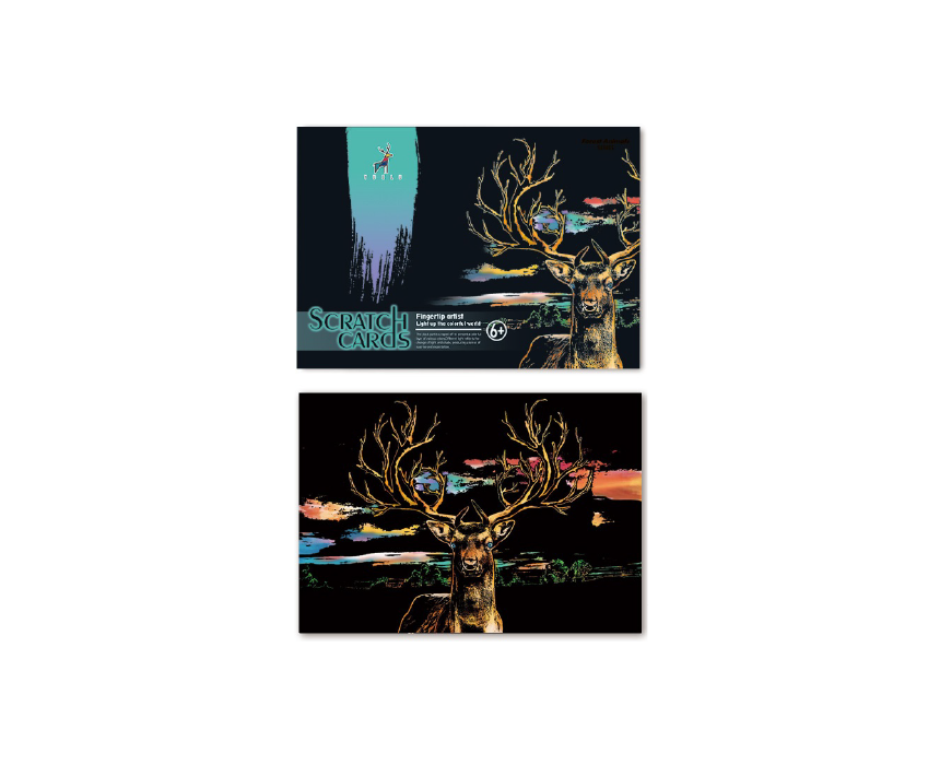 scratch cards-07 Deer Scratch Painting Paper - Image 1