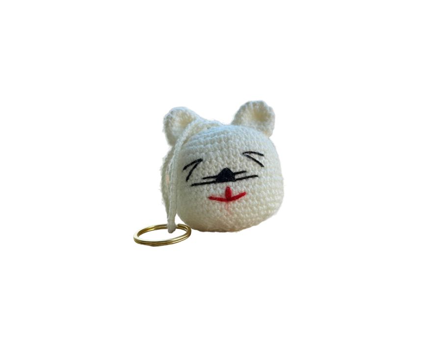 13 Smiling White Bear Keychain - Image 1