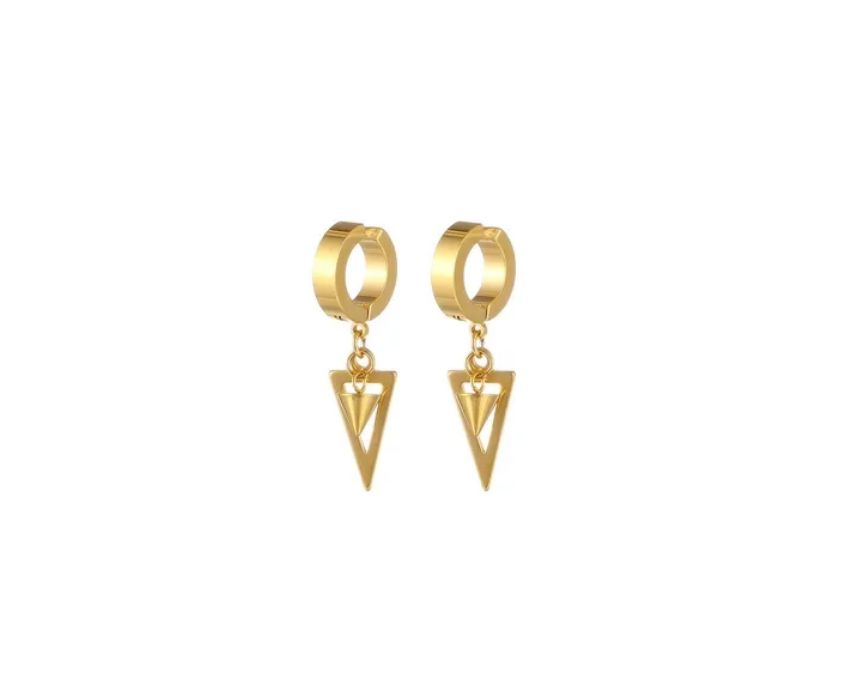 21 Gold Dangling Triangle Clip On Earring - Image 1