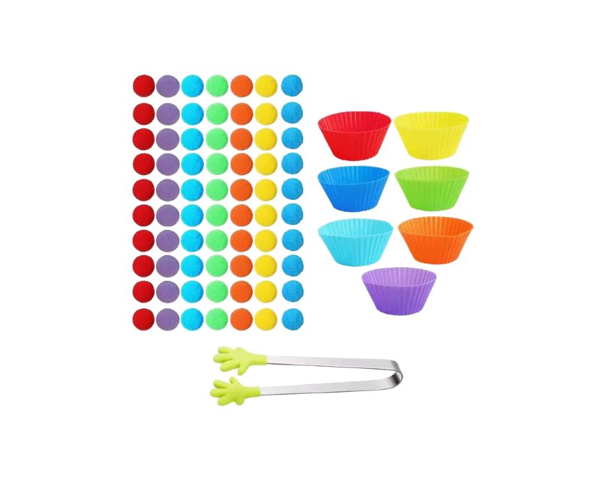 71 Clip Plush Ball Color Sorting Toy - Image 1