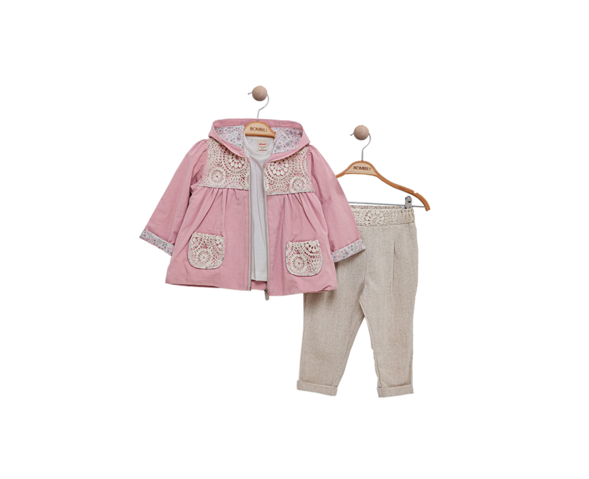 9 Bombili Girls Three Pieces Set in Pink - Image 1