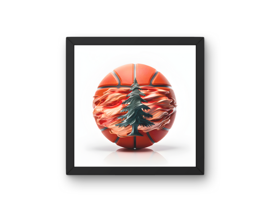 11) LBN-BBALL-03-BL Lebanese Grey Cedar Swish AI Wall Art - Image 1
