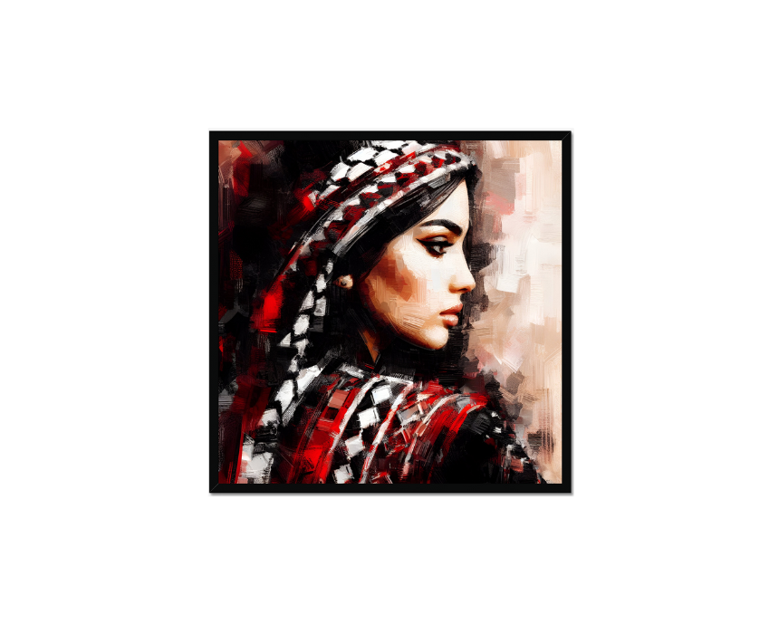 18) PAL-FOLK-F-BL Palestinian Folklore Woman AI Wall Art - Image 1