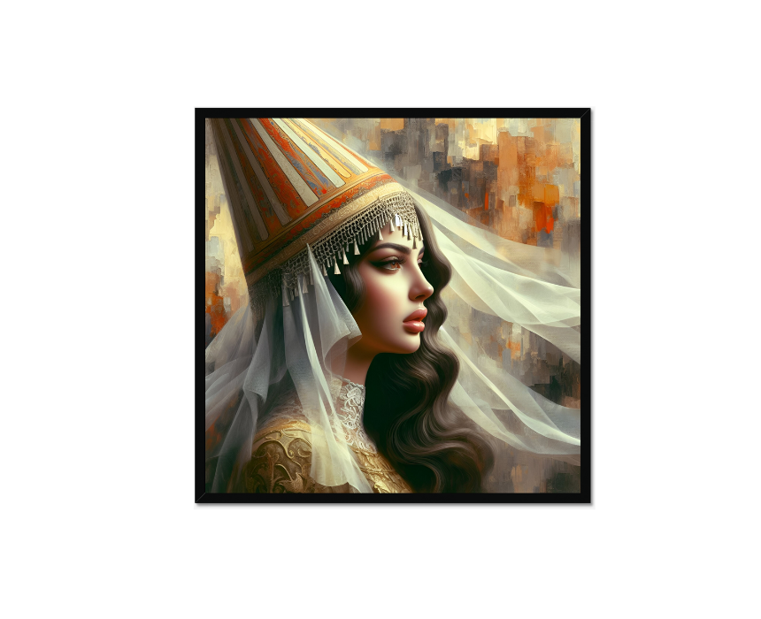 5) LBN-FOLK-F-BL Lebanese Folklore Woman AI Wall Art - Image 1