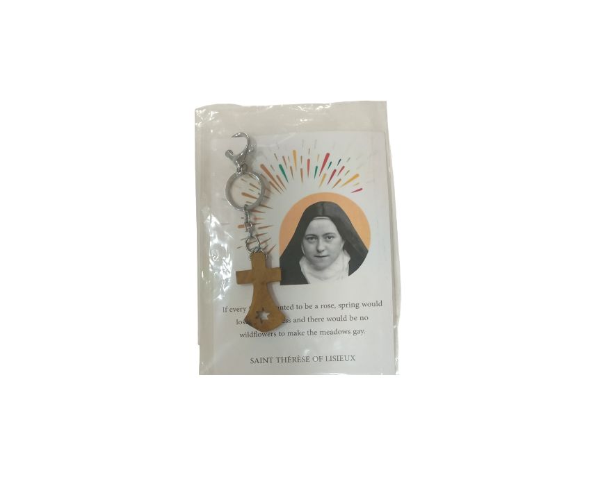 7 St. Therese Carmelite Cross Keychain - Image 1