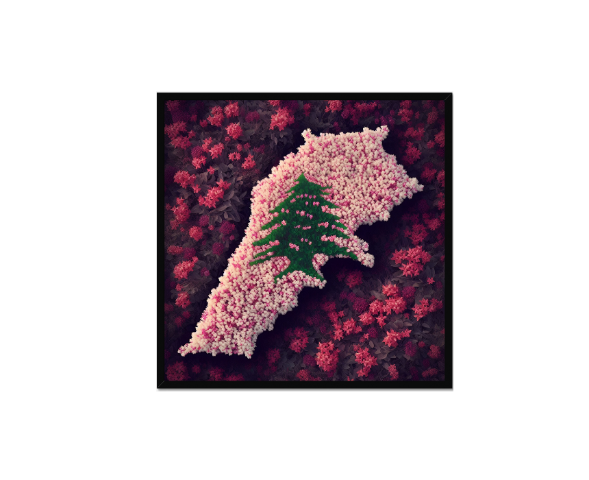 7) LBN-MAP-02-BL Lebanese Pink Map AI Wall Art - Image 1