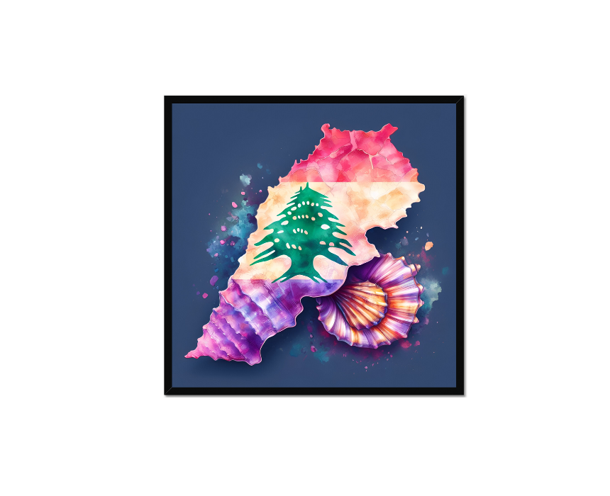 8) LBN-MAP-03-BL Lebanese Colorful Map AI Wall Art - Image 1