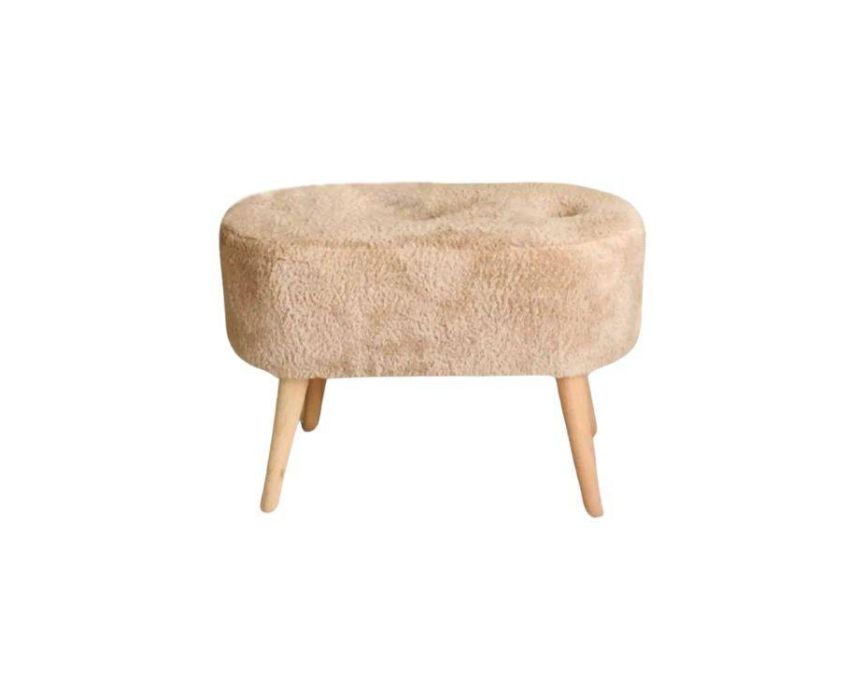 A- OVAL POUF BEIGE- 1 Oval Pouf in Beige - Image 1