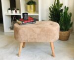 Oval Pouf in Beige - Image 