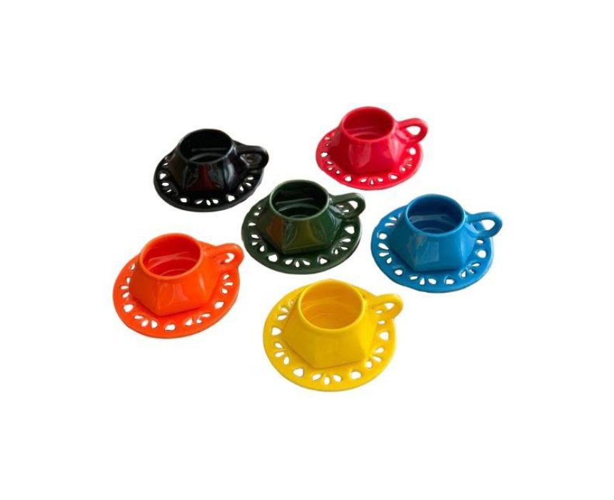 C-6 COLORED COFFEE CUPS-1 Colored Coffee Cups 6 pcs - Image 1