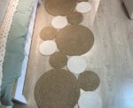 Beige and Cream Circles Jute Carpet - Image 