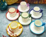 White and Colored Coffee Cups 6 pcs - Image 