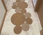 Two Tone Beige Circles Jute Carpet - Image 