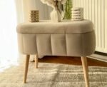 Storage Pouf in Beige - Image 