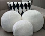 Round Pillows 3 pcs in White - Image 
