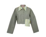Cropped Chic Shirt in Olive Green - Image 