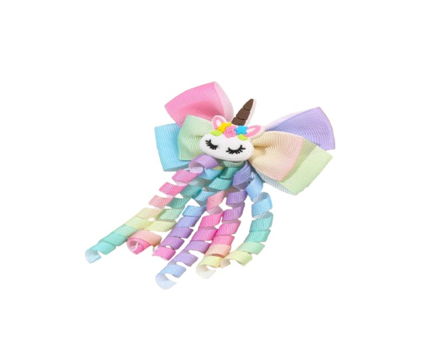 12 Unicorn Multicolor Hair Bow Clips 1 pc - Image 1