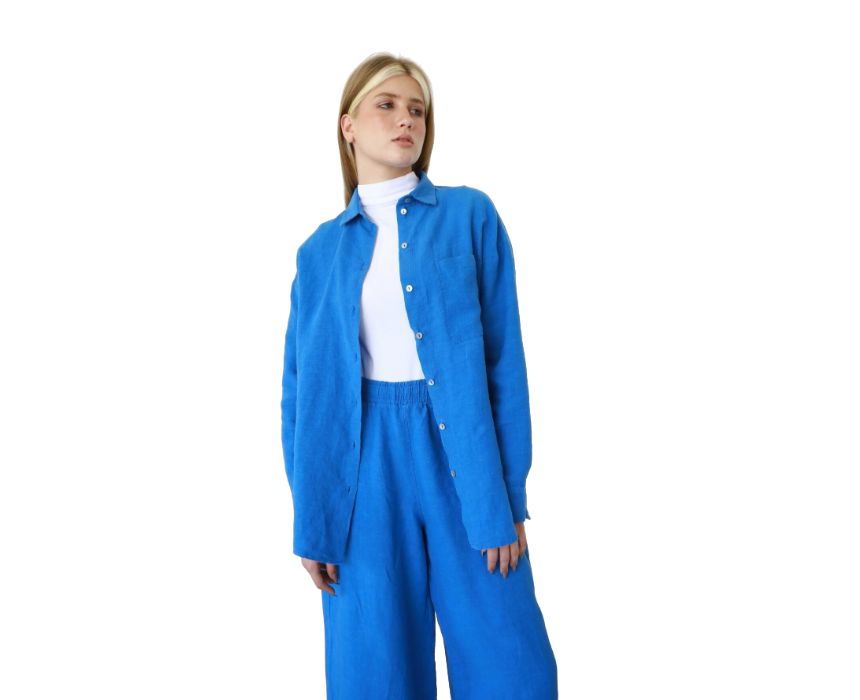 13 Distressed Linen Shirt in Azure - Image 1