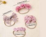 Baby Lace and Bow Headbands in Pink 4 pcs - Image 