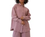 Distressed Linen Shirt in Smoky Rose - Image 