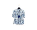 Blue Petal Lace Cotton Dress - Image 