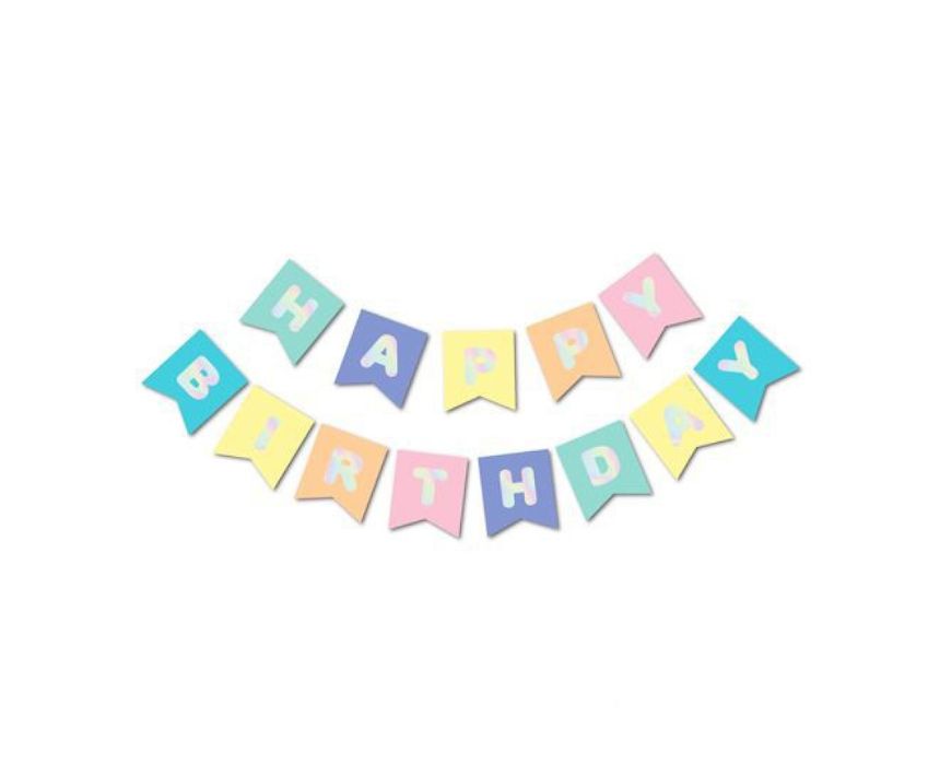 56 Happy Birthday Banner in Pastel Colors - Image 1