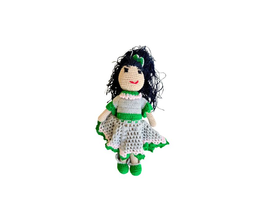 Emerald and Blush Crochet Doll Emerald and Blush Crochet Doll - Image 1