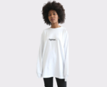 Long Sleeve Fighter T-shirt in White & Black - Image 