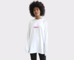Long Sleeve Fighter T-shirt in White & Fuchsia - Image 