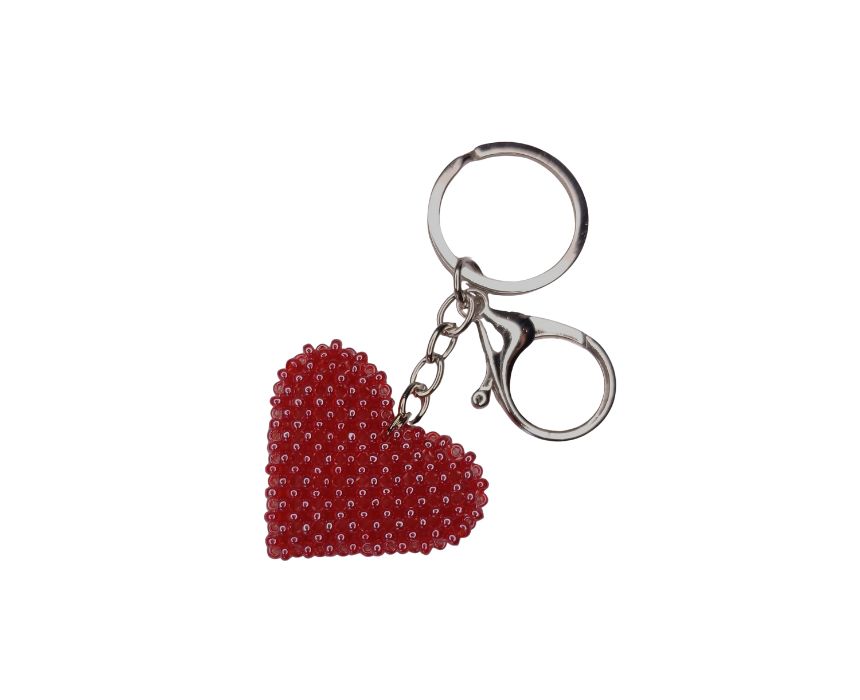 1 Antistress Heart Beaded Keychain in Red - Image 1