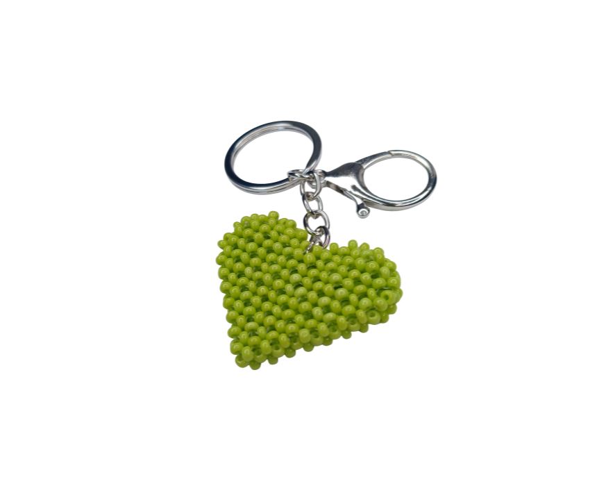 2 Antistress Heart Beaded Keychain in Light Green - Image 1