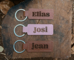 Custom Engraved Leather Keychain - Image 